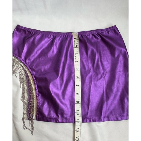 Two Piece Neon Purple Set Dancewear Festival Rave Fringe Skirt Top Futuristic M - Picture 8 of 11